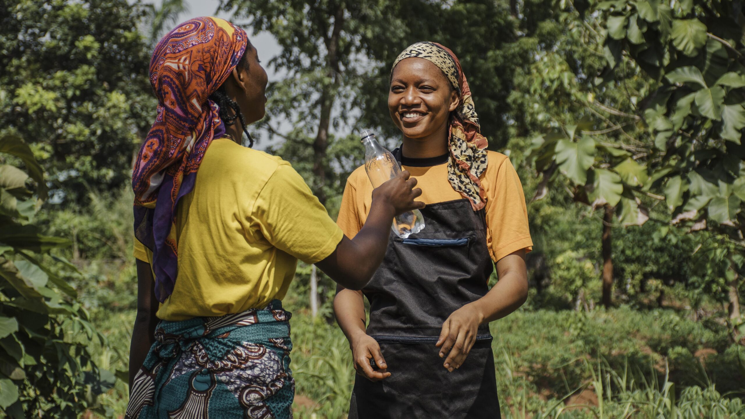 countryside women discussing out field
