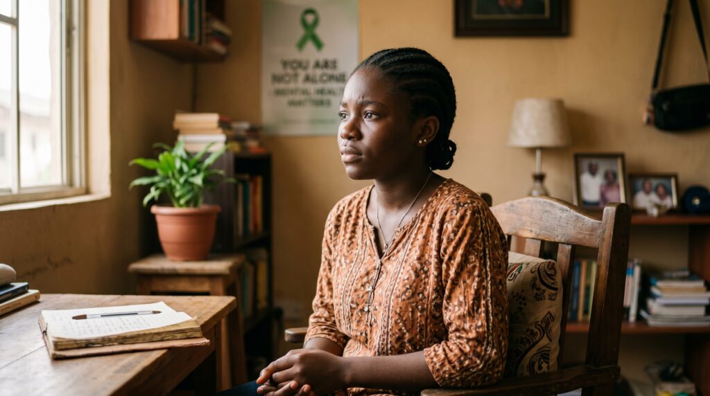 A Nigerian teenage girl sitting