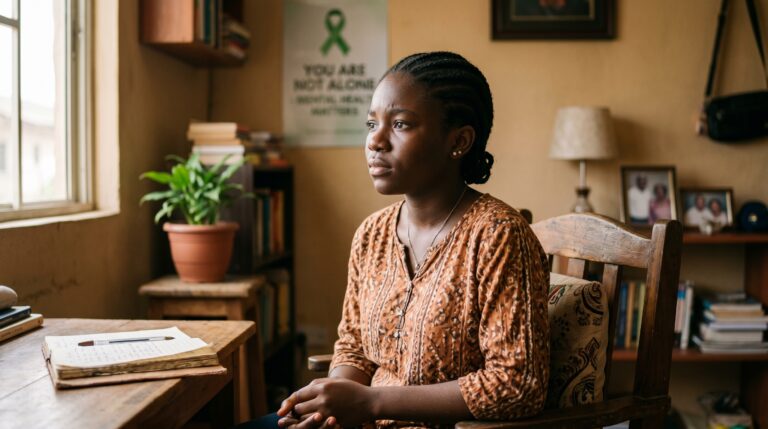 A Nigerian teenage girl sitting