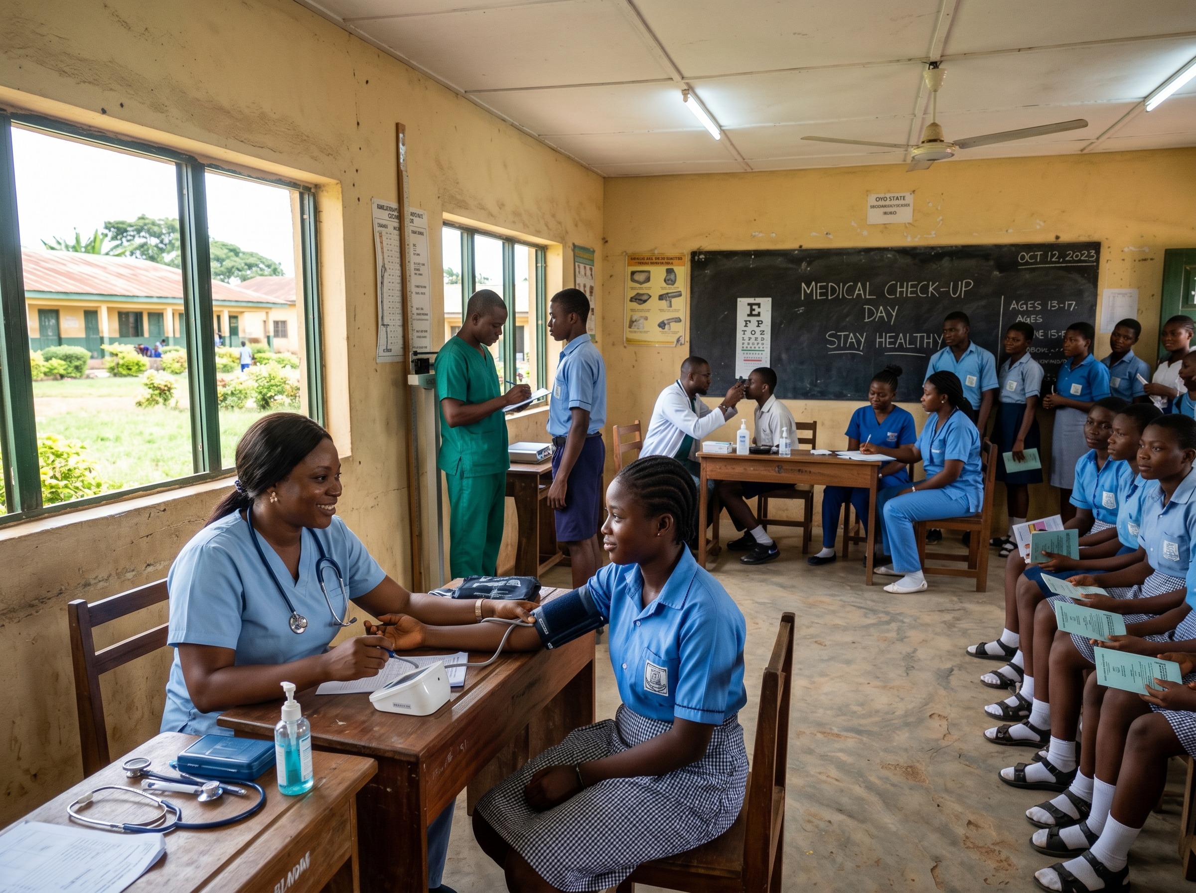 Students having medical checkups